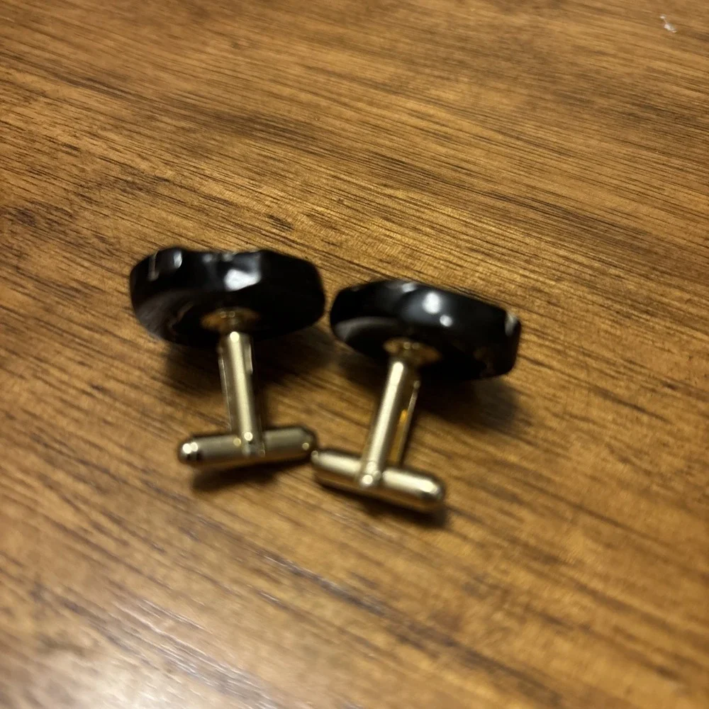 Hawaiian Black Coral Vintage Cuff Links Simple Ocean Beauty